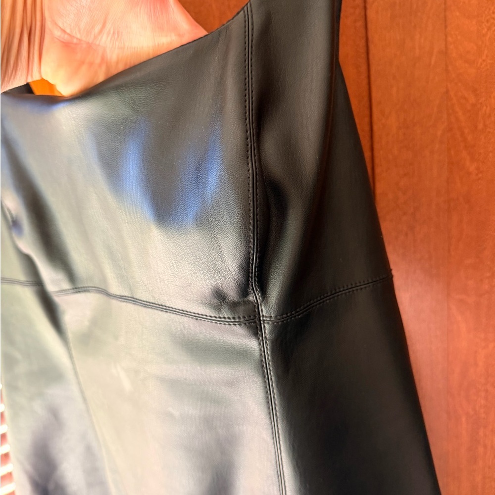 NWT Anthropologie Maeve Faux leather Mini Dress Black Medium - Picture 2 of 10